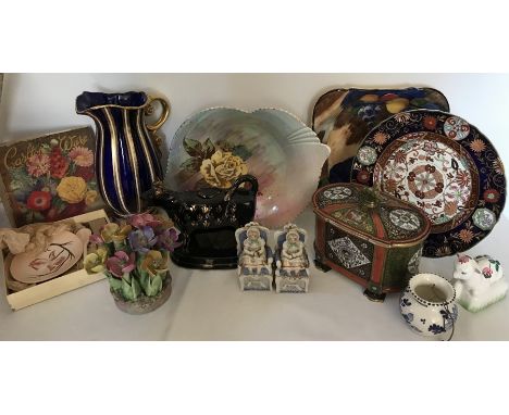 Ceramics to include Royal Winton lustre dish (chip to back) Wade jug,Carlton Ware plate and spoon in original box, Ashworths 