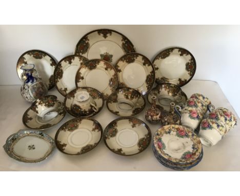 Ceramics to include Noritake tea service, some rubbing to gilding, two small satsuma vases, Noritake plate and oriental style