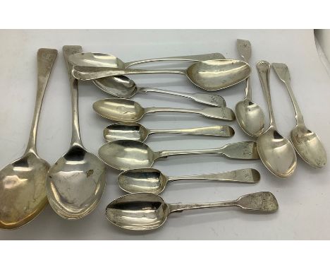 A quantity of mainly Georgian silver spoons, total weight 352.2gms. (13)