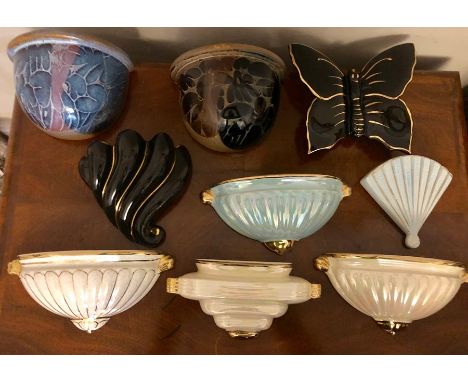 Nine various ceramic wall pocket vases including Sadler together with a pair of Solian ware tureens, Dragon pattern. 