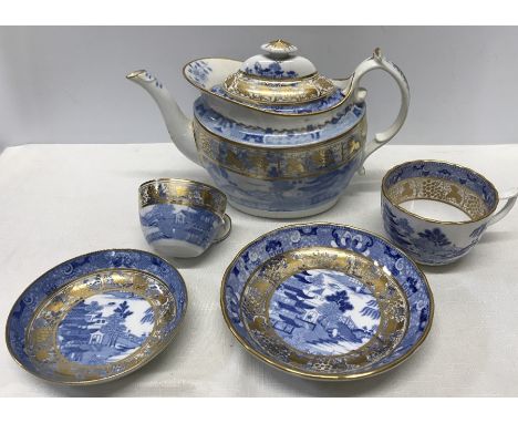 Masons pattern No. 49 cup and saucer with seal mark with Herculaneum pattern 104, cup and saucers in good condition with teap