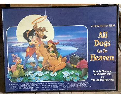Framed film poster, Animation, ALL DOGS GO TO HEAVEN. A Don Bluth film. 75 h x 100cms w. Condition ReportLight crease scuff t