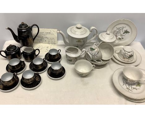 A black and oriental coffee service in eggshell china with Geisha girl to base and original bill of sale from Singapore in 19