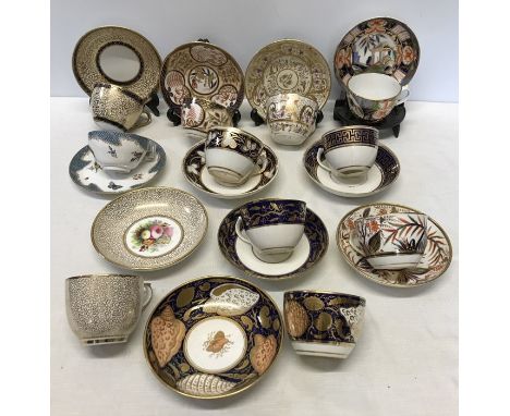 Early 19thC cups and saucers to include Miles Mason, Sampson Bridewood &amp; Son, plus late 19thC Copelands china cup/saucer 