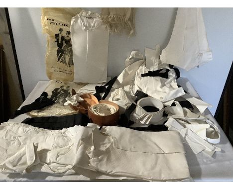 Various items of good quality vintage gentleman's evening dress to include shirts, collars, waistcoat, cummerbunds, black and