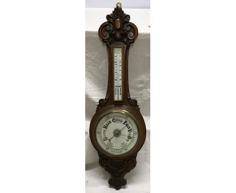 Oak cased aneroid barometer, 90cms h. 