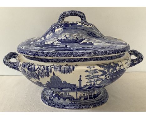 A 19thC Spode transfer printed tureen and cover. 37 x 22cms. Condition ReportLid with chip and hairline, base in good order.&