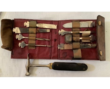The 'Bonsa' Germany, circa 1920's multitool in leather wallet, each of the tools clips into the handle.Condition ReportLeathe