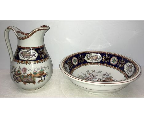 An Ashworth jug and bowl, bowl 25.5cms d in good condition. 
