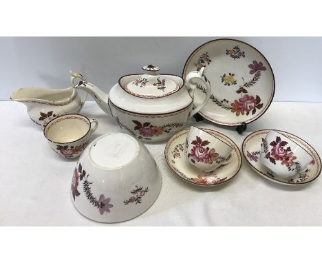 An early part Minton tea service, 1800-1816 with a letter of verification from Royal Doulton Museum, teapot a/f, jug a/f, 3 c