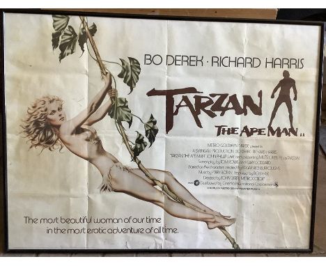 Framed film poster, TARZAN THE APEMAN, Bo Derek, Richard Harris, Metro Goldwyn Mayer 1981. 75 h x 100cms w. Condition ReportS