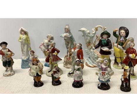 A collection of 16 continental bisque and other ceramic figures etc, tallest 10cms h. Condition ReportOne with hand missing o
