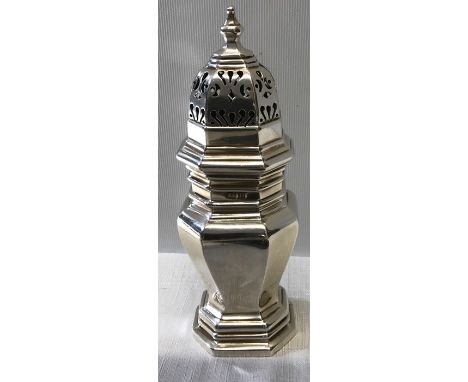 Silver sugar caster, London 1937. 172.9gms.Condition ReportSlight dint.&nbsp;