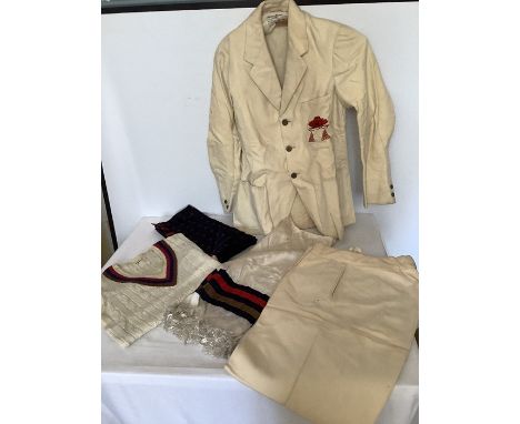 Vintage gentlemen's costume to include early 20thC Christ Church Oxford University Boat club whites to include jacket, trouse