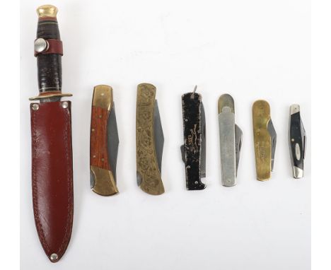 A selection of 20th century or earlier folding knives, including Buck, Taylor Bowie knife with scabbard, etc, (7)