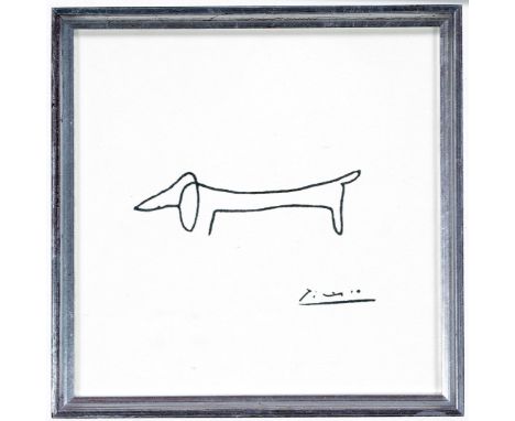 Zwei Drucke nach Picasso, Dackel, hinter Glas ger. 31 x 31 cm, und 52 x 42 cm