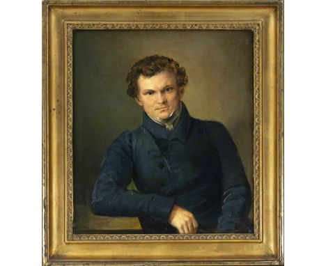 Maler Schwind, Bildnismaler des Biedermeier um 1825, Portrait des Karl Gaas (1804-1827), in Regensburg geboren,  Öl auf Karto