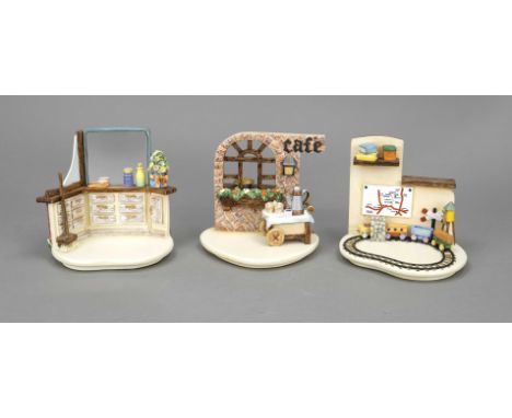 3 Goebel Scenen, ''Homeward Bound'' Mark 44-D, ''Strudel Haus'' Mark 43-D und ''Day of Beauty'' Mark 45-D, 1999, polychrom be