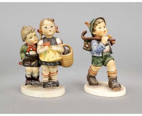Zwei Hummel Figuren, Goebel, Oeslau, ''Brüderlein und Schwesterlein'', Entwurf  Arthur Möller 1936, Marke 1935-1950, polychro