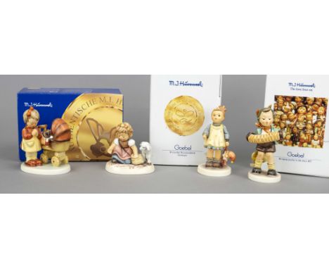 Konvolut aus 4 Hummelfiguren, Goebel, darunter: ''Ich kann's kaum erwarten'', Limited Edition No. 4642 von 25000, 1991, sign.