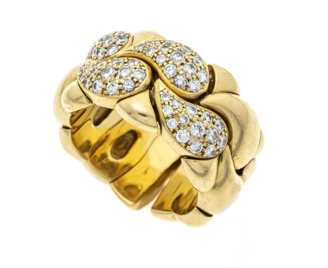 Chopard Casmir Brillant-Ring GG 750/000 mit 56 Brillanten, zus. 1,04 ct TW-W/VVS-VS, B. 12,3 mm, offene, flexible Ringschiene