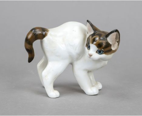 Katze, Rosenthal, Classic Rose Collection, Marke ab 1975, Entwurf Prof. Theodor Kärner (1884-1966), dezent staffiert in natur