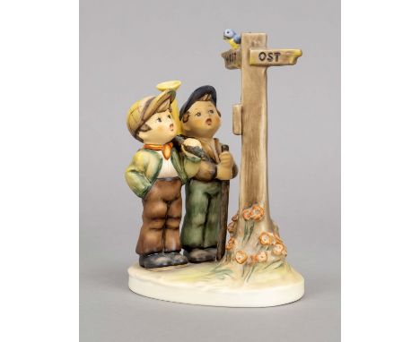 ''Am Scheideweg'', Goebel, Oeslau, Entwurf Arthur Möller 1955, Modellnr. 331, Marke 1955, sign., Hummel, polychrom bemalt, H.