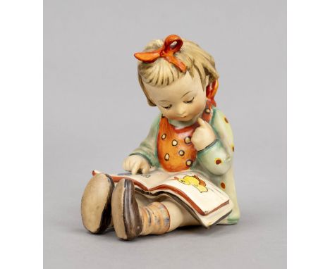 ''Der Bücherwurm'', Goebel, Oeslau, Entwurf Arthur Möller 1935, Modellnr. 3, Marke 1935-1950, sitzendes Mädchen mit Bilderbuc