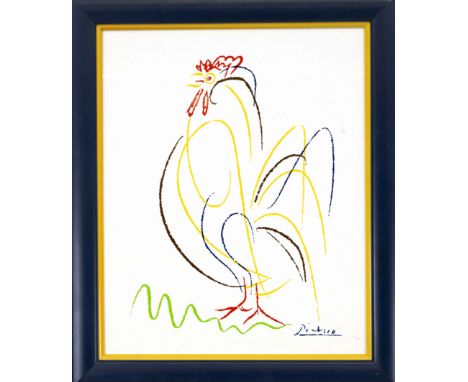 Druck nach Picasso, Hahn, im Druck sign., hinter Glas ger. 50 x 40 cm