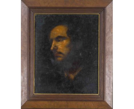 Anonymer Bildnismaler wohl 19. Jh. (früher?), Portrait eines Mannes, Öl auf Lwd., doubl., stark nachgedunkelt, 42 x 32 cm, ge