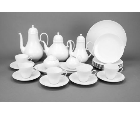 Kaffee- u. Teeservice für 5 Personen, 24-tlg., Rosenthal, studio-linie, 1970/80er Jahre, Form Romanze, Entw. Björn Wiinblad, 
