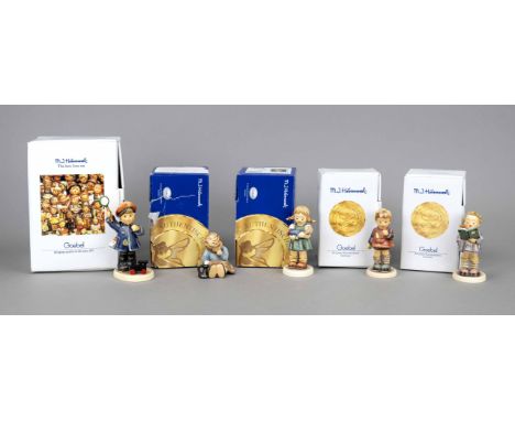 Konvolut aus 5 Hummelfiguren, Goebel, darunter: Schleckerle, Erste Ausgabe, 1988, sign., polychrom bemalt, Modellnr. 435 3/0,