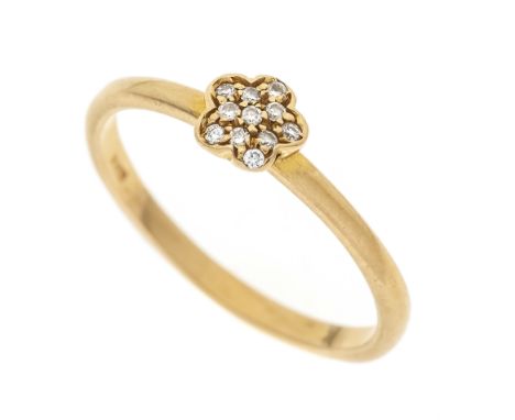 Blüten-Ring GG 750/000 mit 11 Brillanten, zus. 0,05 ct W/SI, RG 53, 2,0 g
