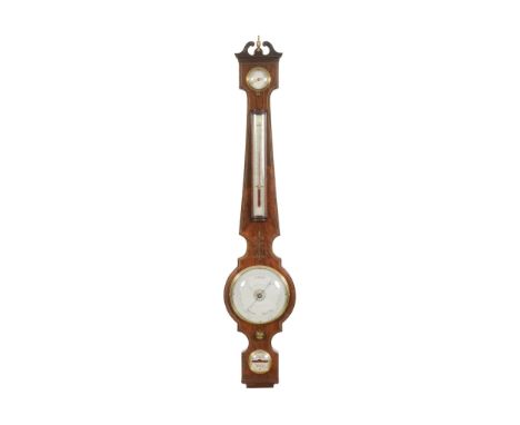 Ω A Victorian brass inlaid rosewood mercury wheel barometer with six-inch dial F. Amadio and Son, London, circa 1840 With Swa