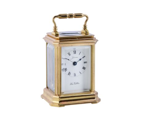  An Italian gilt brass miniature carriage timepiece La Vallee, Como, for Hausmann and Company, late 20th century  The Swiss m
