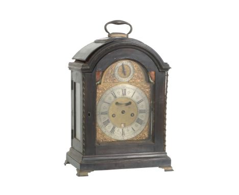  A George II brass mounted ebonised table clock  Stephen Asselin, London, mid 18th century  The five pillar twin fusee moveme