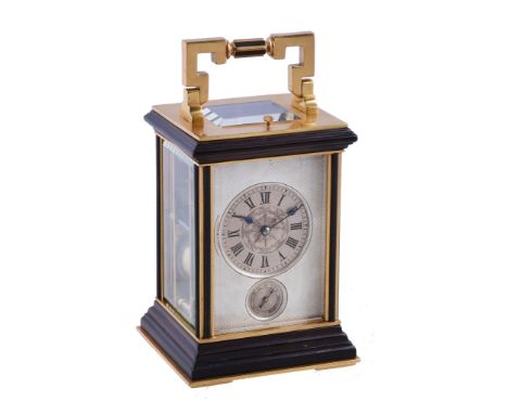  An unusual French gilt brass and polished wood carriage clock with push-button repeat and alarm Unsigned, late 19th century 