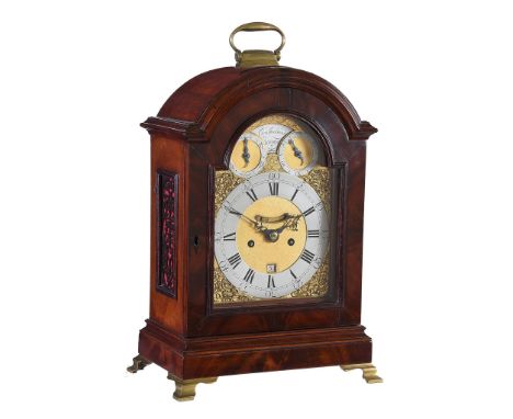  A mahogany table clock with pull quarter repeat on six bells The movement and dial by Christopher Goddard, London, circa 176