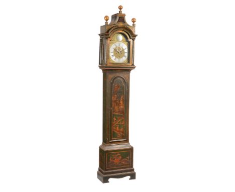  A George III green japanned eight-day longcase clock John Johnson, Walton, circa 1770  The five pillar rack and bell strikin