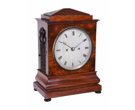  A Victorian mahogany bracket clock Unsigned, third quarter of the 19th century  The five pillar twin chain fusee gong striki