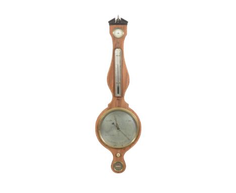 Ω A George III mahogany mercury wheel barometer Andrew Tarone and Company, London, early 19th century With open triangular pe