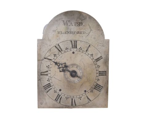  A George III thirty-hour hooded wall timepiece movement and dial with alarm Henry Ward, Blandford, late 18th century  The fo