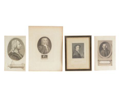  Scientists, astronomers and scientific instrument makers - four engraved portraits:  Thomas Wright, anonymous after an unkno