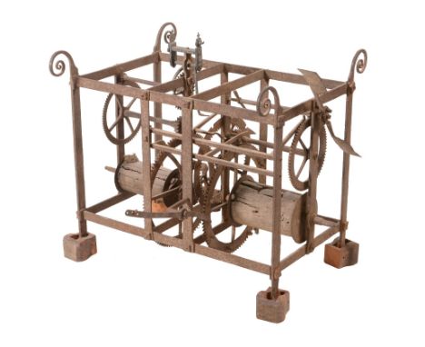  A rare Charles II / William and Mary iron turret clock movement Probably attributed to Edward Hemins I, Biscester, circa 168