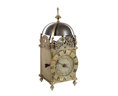  A Charles II brass lantern clock Unsigned, London, circa 1670  The posted countwheel bell-striking movement with later ancho