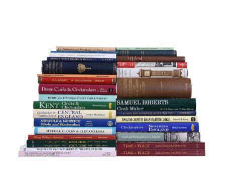  Regional clockmaking including listings and monographs - approximately thirty titles:  Mason, Bernard  Clock and Watchmaking