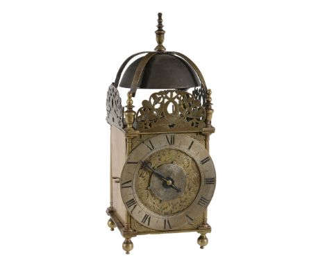  A Charles II brass lantern clock Unsigned, London, circa 1670  The posted countwheel bell-striking movement with separately 