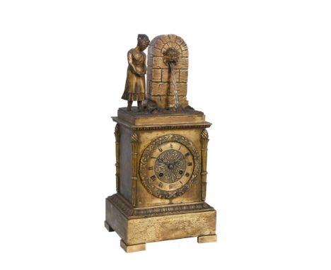  A French Louis Philippe ormolu mantel clock with automaton Pickard, Paris, Circa 1840  The circular eight-day two train coun