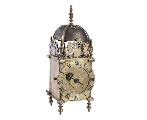  A rare Charles II brass lantern clock Edward Webb, Chew Stoke, dated November 7th, circa 1680  The posted countwheel bell-st