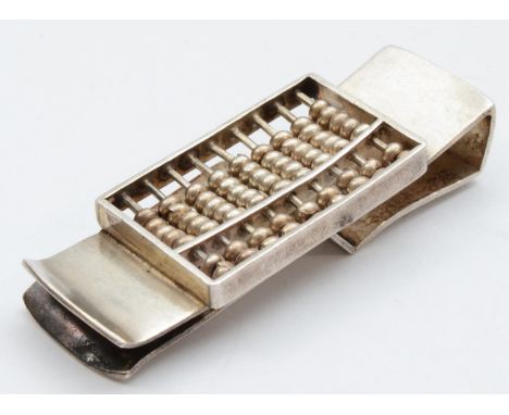 A Sterling Silver money clip, in the form of an abacus bead counter, 55mm, 22gm